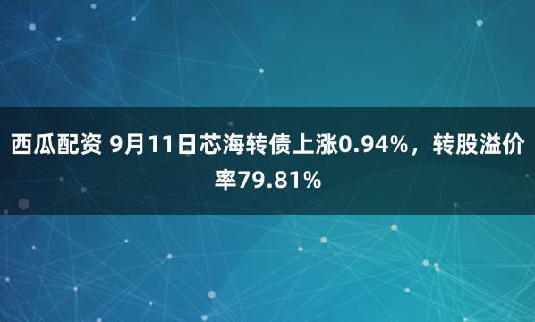 西瓜配资 9月11日芯海转债上涨0.94%，转股溢价率79.81%