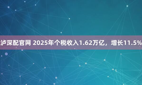泸深配官网 2025年个税收入1.62万亿，增长11.5%