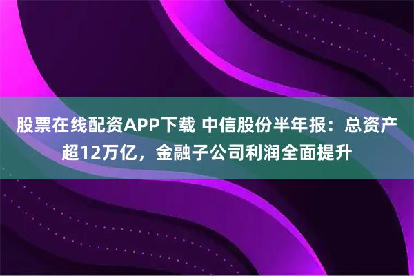 股票在线配资APP下载 中信股份半年报：总资产超12万亿，金融子公司利润全面提升