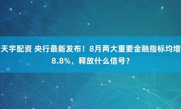 天宇配资 央行最新发布！8月两大重要金融指标均增8.8%，释放什么信号？